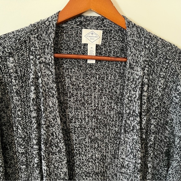 St. John’s Bay Charcoal long Knit Open Cardigan Women’s Size Medium - Picture 6 of 15